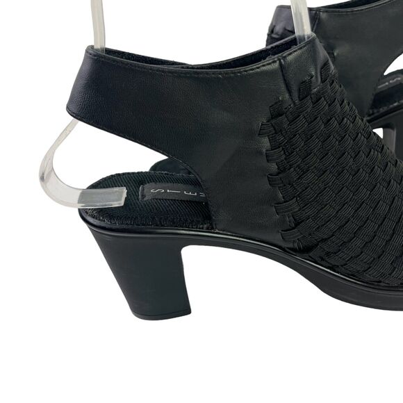 Steven Steve Madden Elmore Women's Woven Black Block High Heels Sandals Shoes 6 - Picture 13 of 16